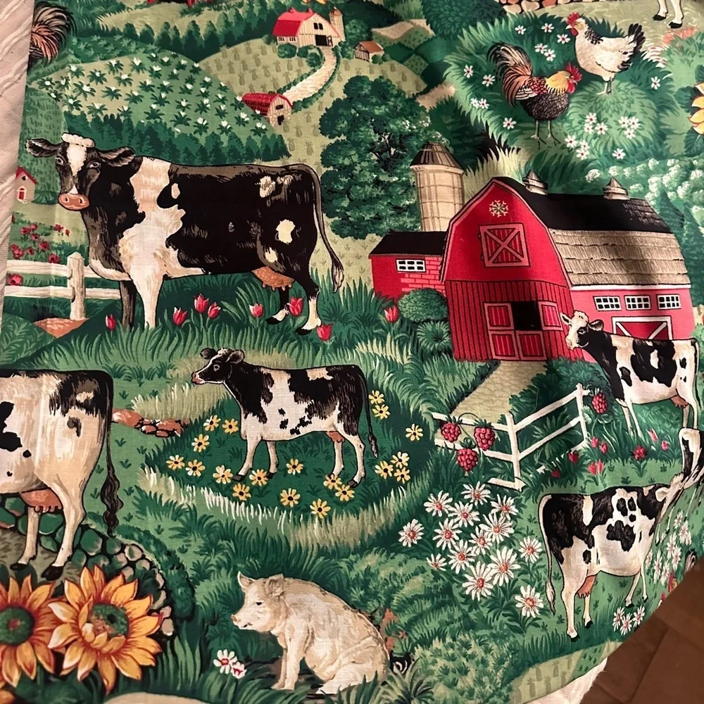 Farmhouse Animal Print Fabric with finished edge 108 by 44”